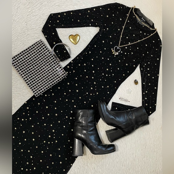 Women’s brand new Trixxi star print mesh Long Sleeve long Dress - Picture 15 of 16